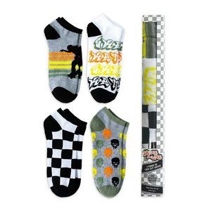 SKATE LIFE Unisex Low Cut Ankle Skater Graphic Socks 4 Count Size 6.5-12 NIB